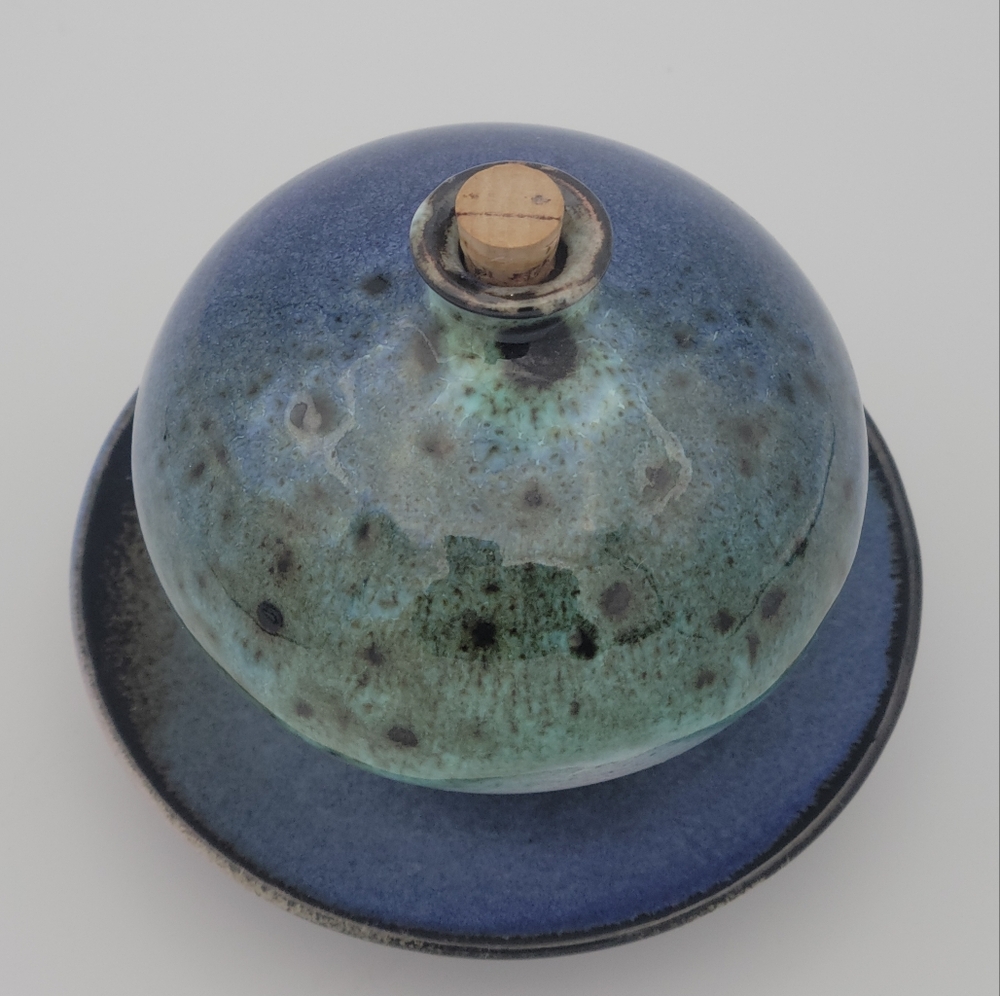 Vintage France Studio Pottery Stoneware Oil Jar And Plate